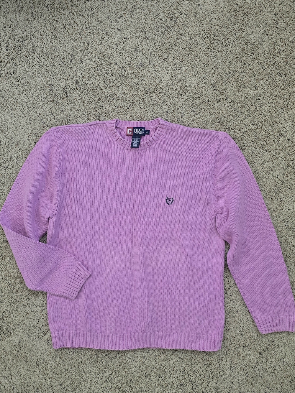 Chaps Vintage Men’s Crewneck Sweater in Lavender Pink
